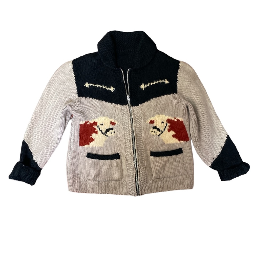 Adorable vintage wool sweater with cow pattern